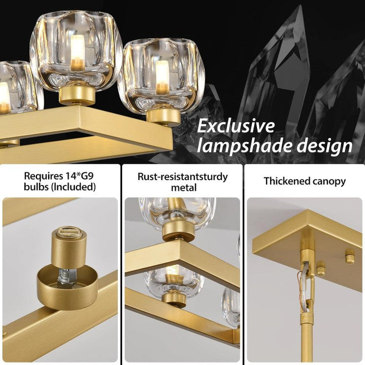 Wagon Wheel Glass Linear Chandelier