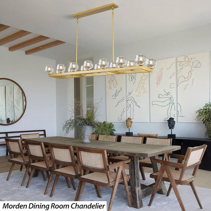 Wagon Wheel Glass Linear Chandelier