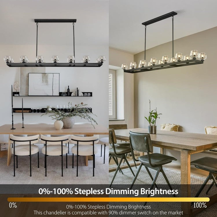 Wagon Wheel Glass Linear Chandelier