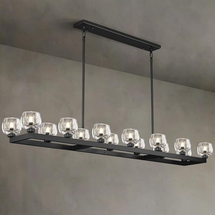 Wagon Wheel Glass Linear Chandelier