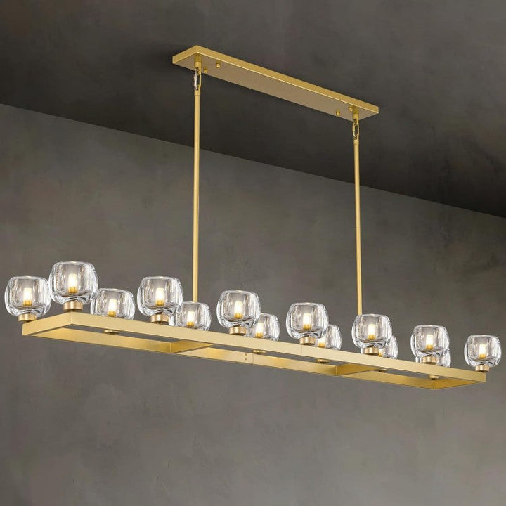 Wagon Wheel Glass Linear Chandelier