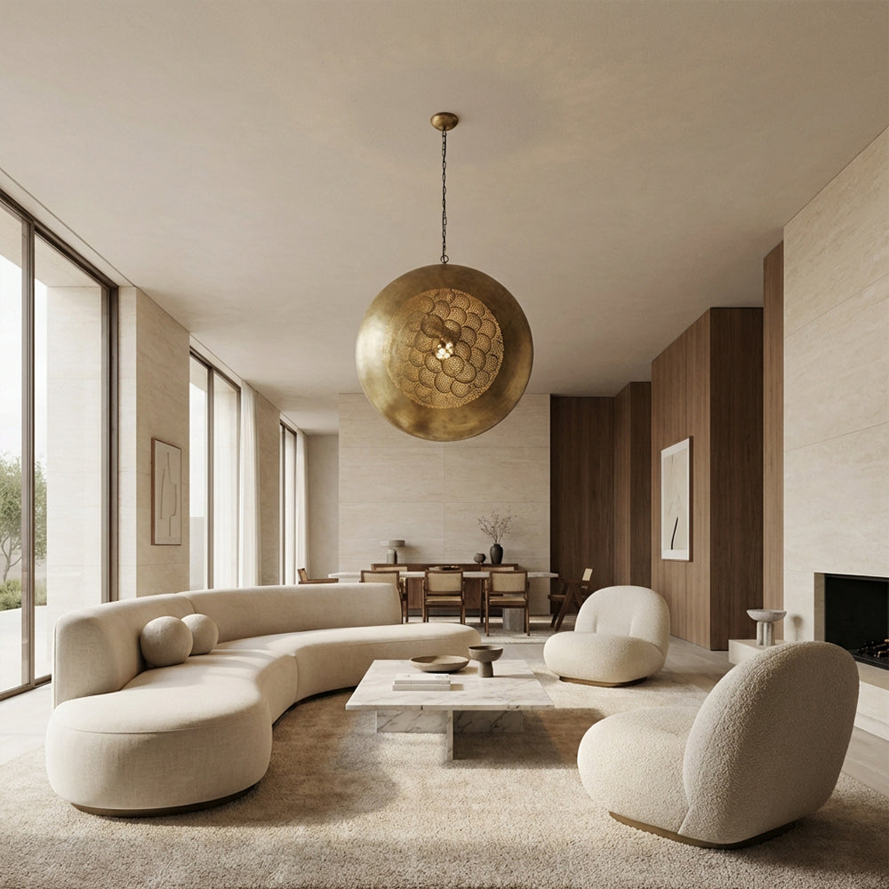 Zarie Perforated Brass Orb Pendant