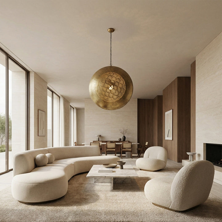 Zarie Perforated Brass Orb Pendant