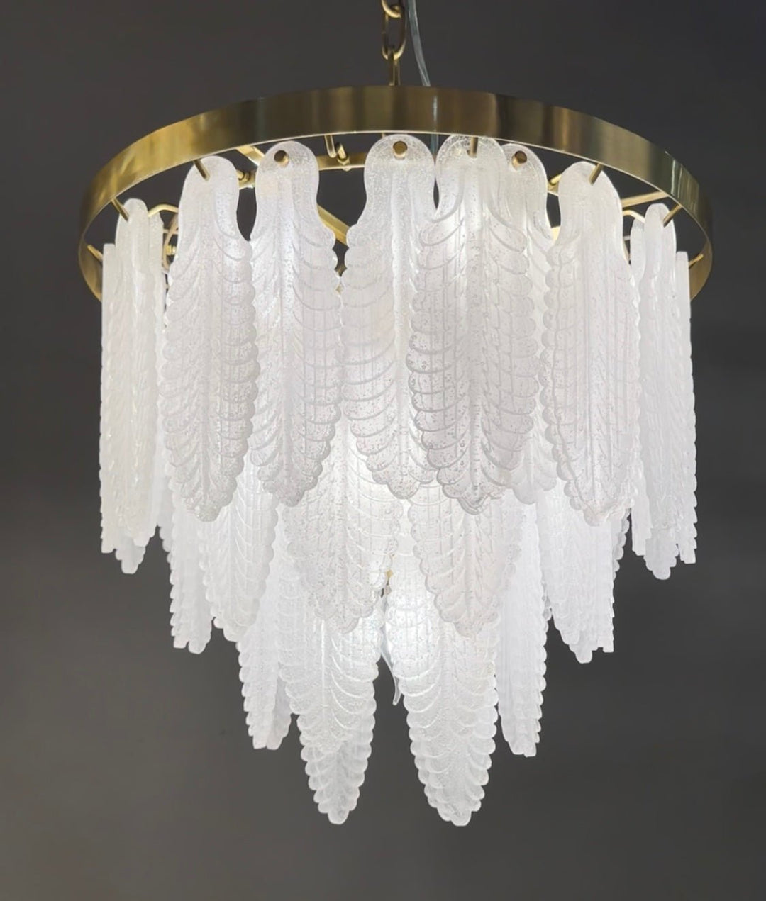 Tampa Leaf Round Tiered Glass Chandelier