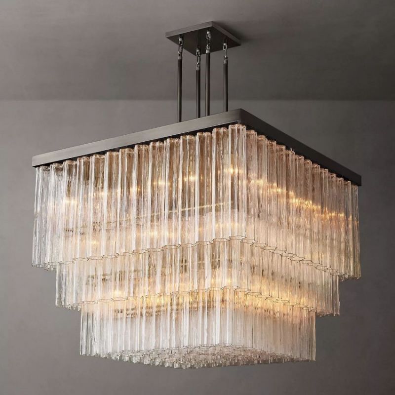 Ancelotti Square Glass Chandelier 45"