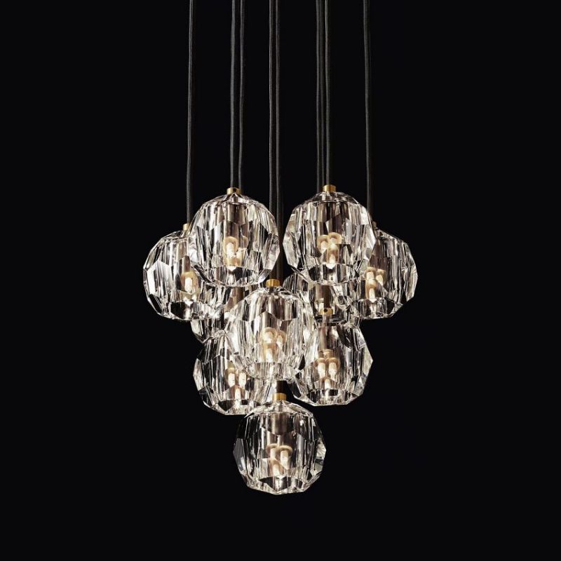 Balle Clear Crystal Cluster Chandelier D14"