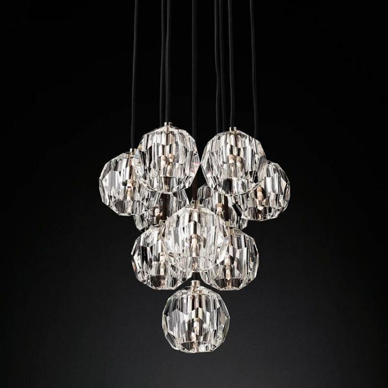 Balle Clear Crystal Cluster Chandelier D14"