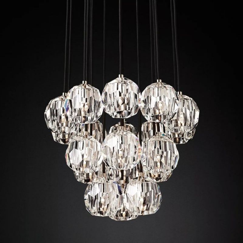 Balle Clear Crystal Cluster Chandelier D19"