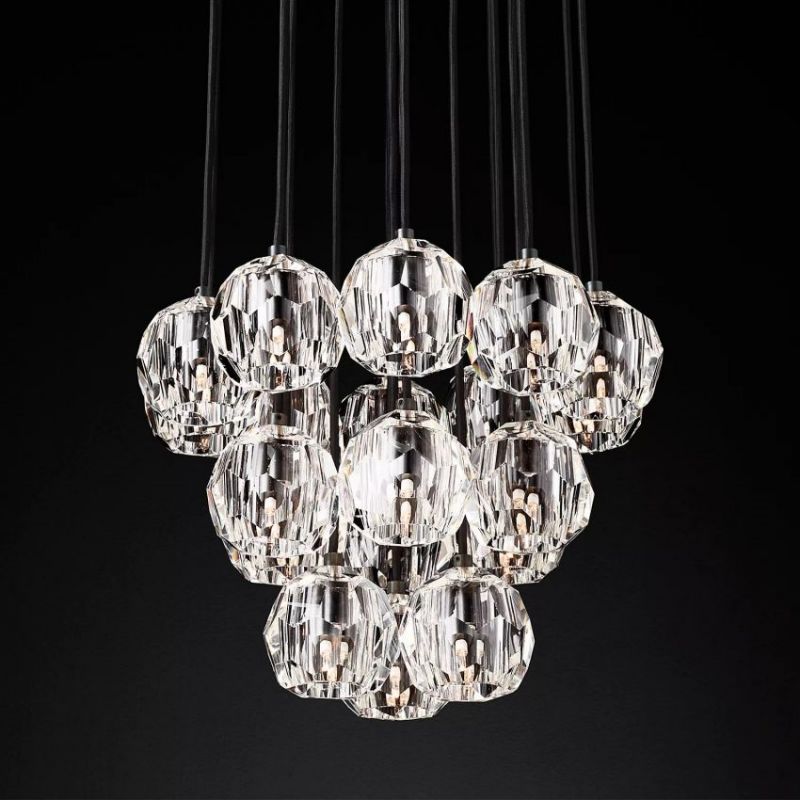 Balle Clear Crystal Cluster Chandelier D19"