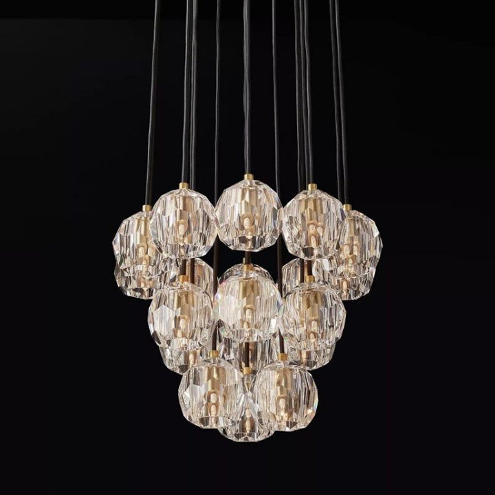 Balle Clear Crystal Cluster Chandelier D19"