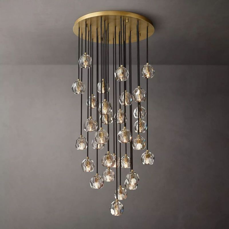 Balle Clear Crystal Cluster Chandelier D30"