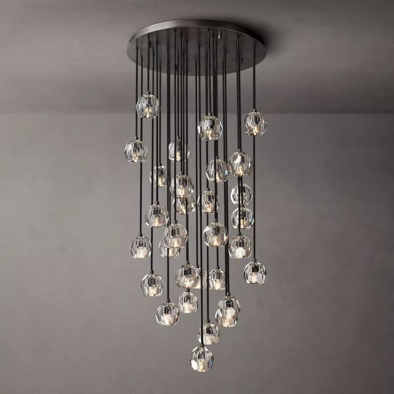 Balle Clear Crystal Cluster Chandelier D30"