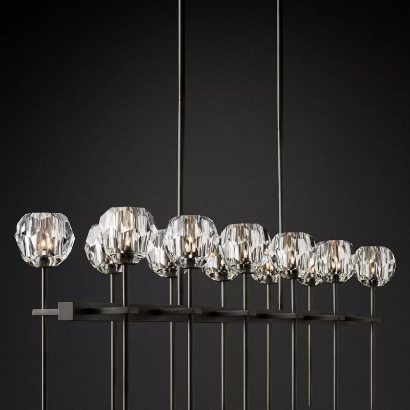 Balle Cristal Double Linear Chandelier 60"（Clear）