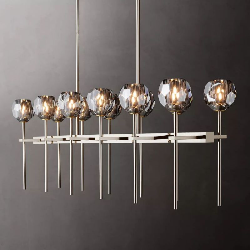 Balle Cristal Double Linear Chandelier 60"(Smoke)