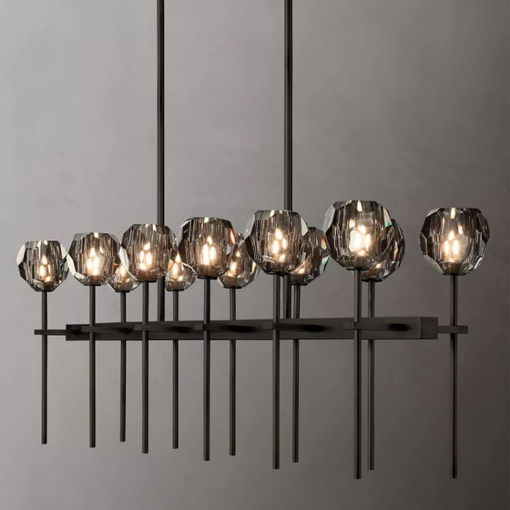 Balle Cristal Double Linear Chandelier 60"(Smoke)