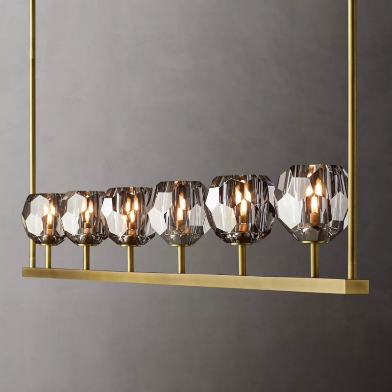 Balle Cristal Linear Chandelier 60"(Smoke)