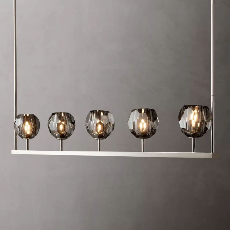 Balle Cristal Linear Chandelier D48"(Smoke)