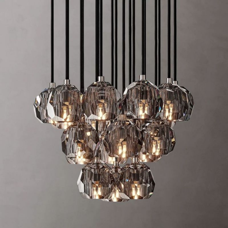 Balle Smoke Crystal Cluster Chandelier D19"