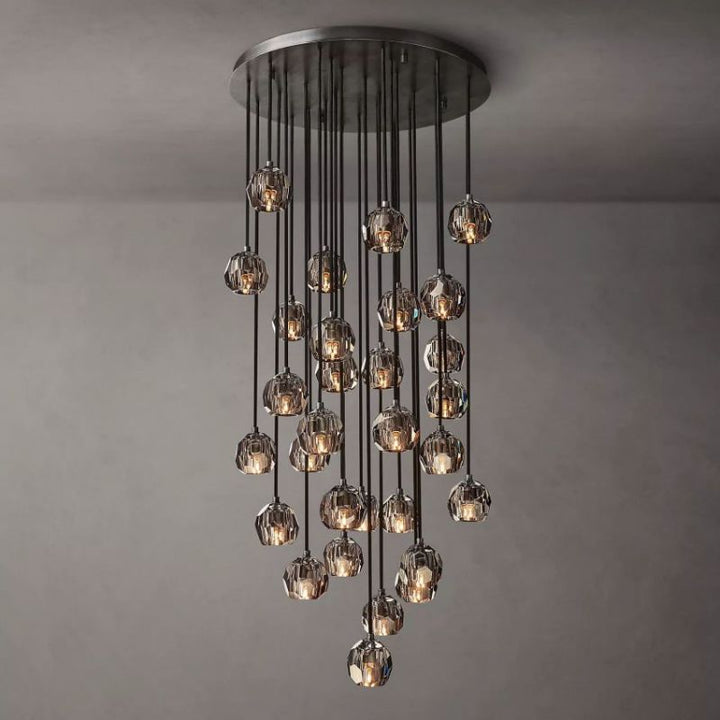 Balle Smoke Crystal Cluster Chandelier D30"