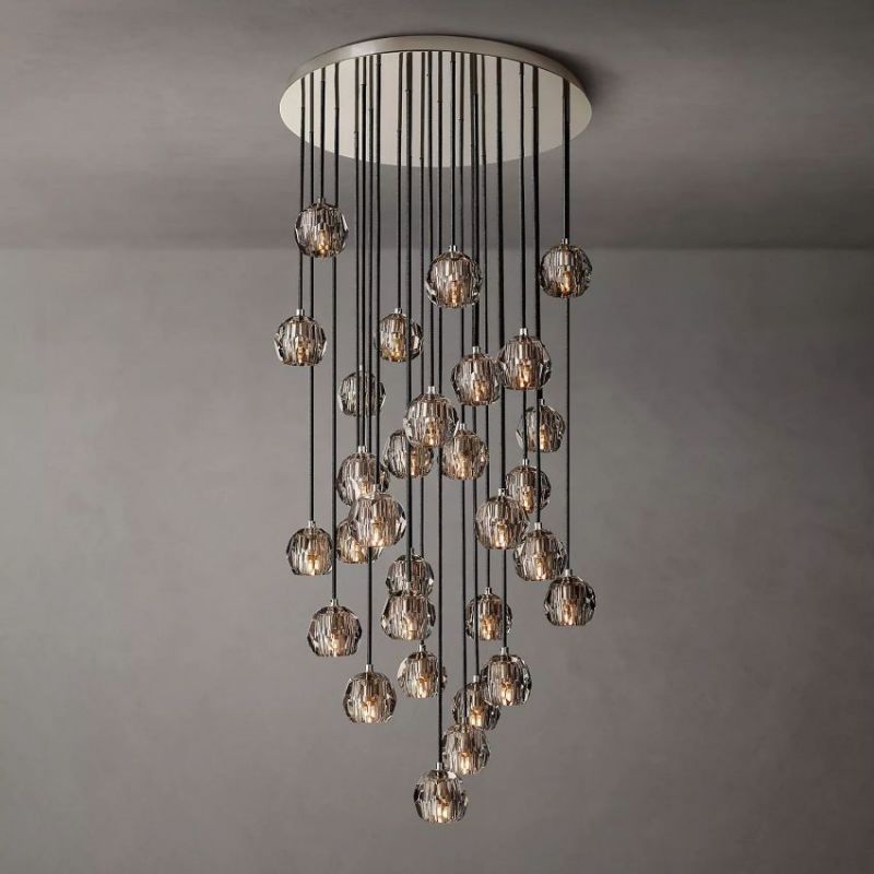 Balle Smoke Crystal Cluster Chandelier D30"