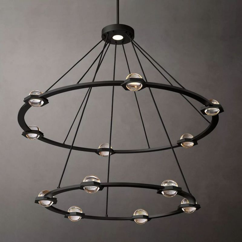 Braelynn Crystal Ball 2-Tier Round Chandelier 48"