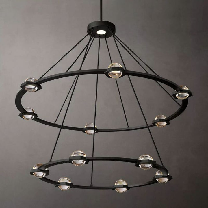 Braelynn Crystal Ball 2-Tier Round Chandelier 48"