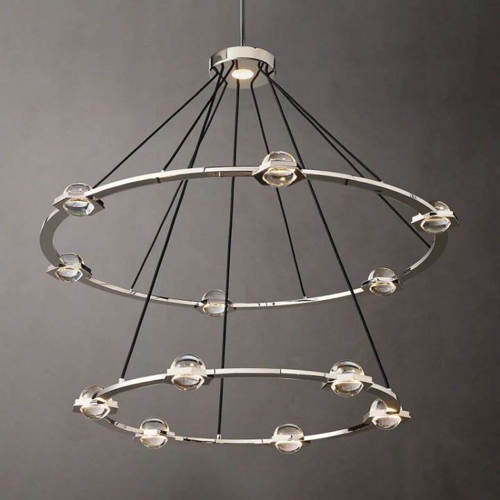 Braelynn Crystal Ball 2-Tier Round Chandelier 48"