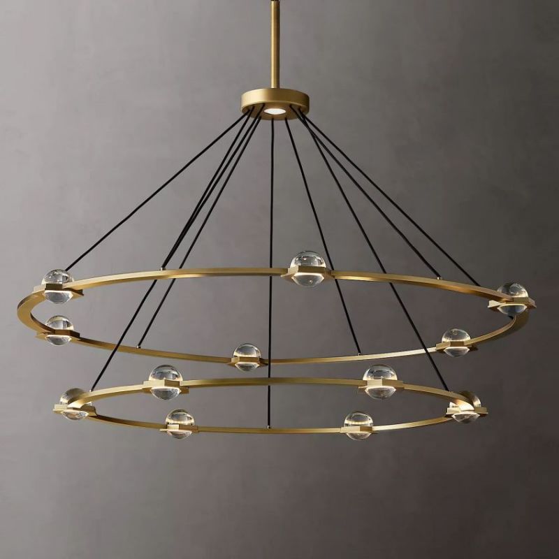 Braelynn Crystal Ball 2-Tier Round Chandelier 60"