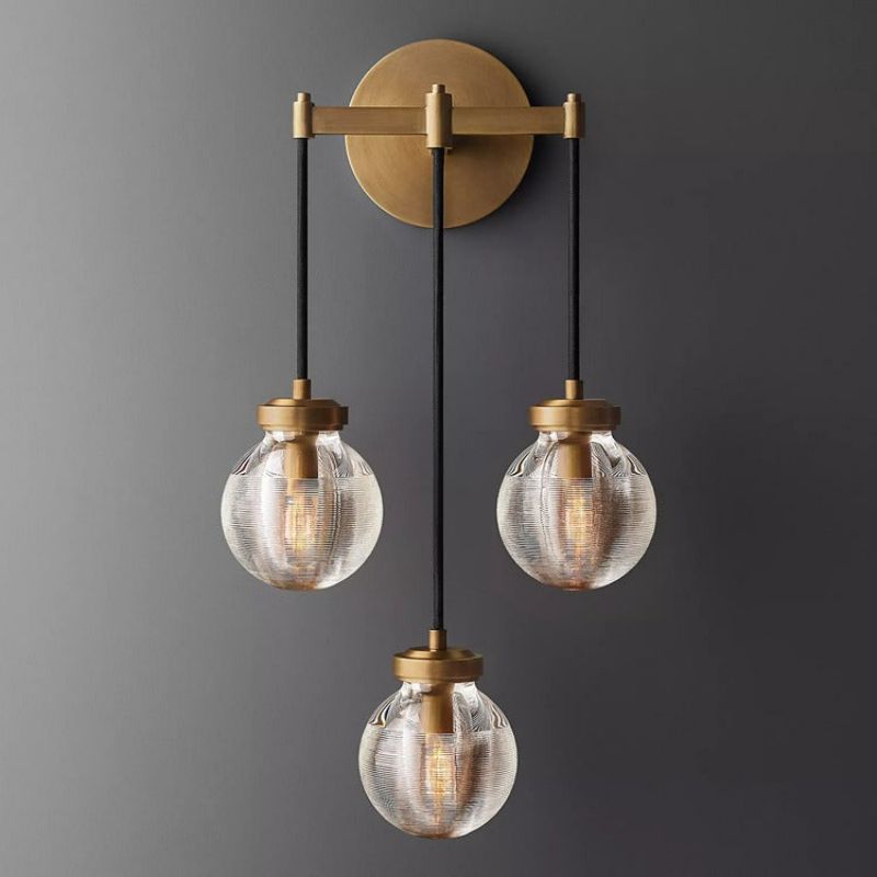 Popular Pearl Glass Ball Three-Head Wall Sconce