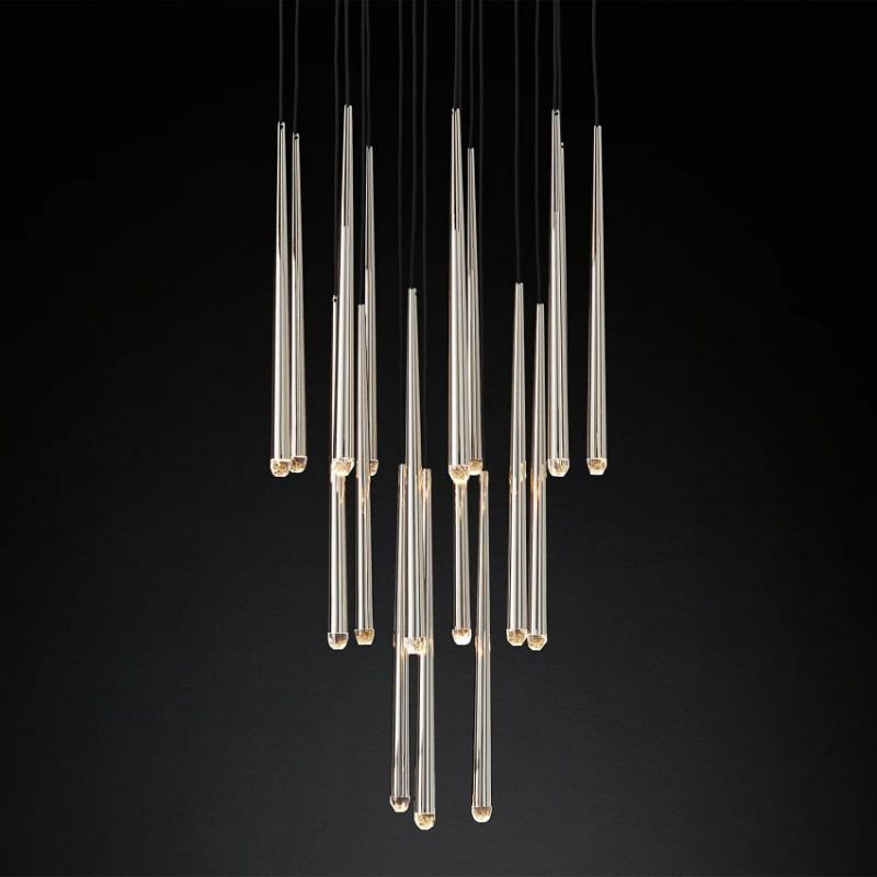 Felicia Shower Round Tapered Tubular Chandelier 30"