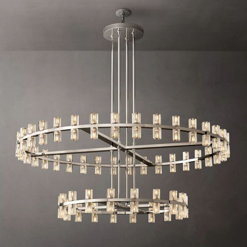 Felix Crystal Shades 2-tier Round Chandelier 60''D