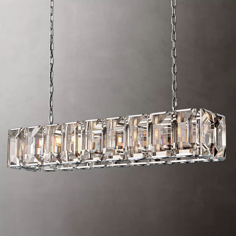 Paula Crystal Rectangular Chandelier 62"