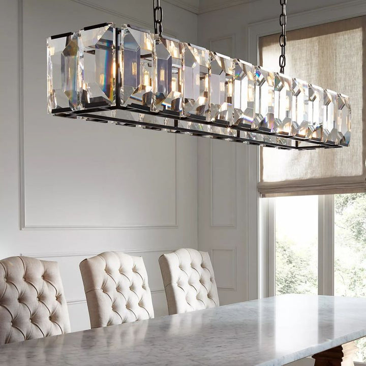 Paula Crystal Rectangular Chandelier 74"