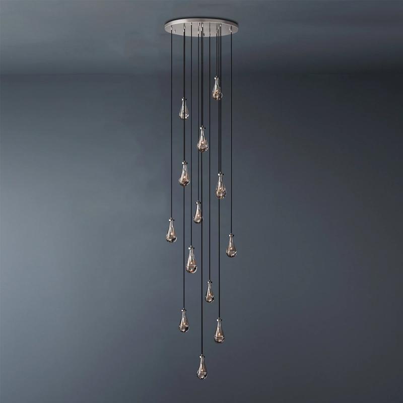 Raindrop Round Long Chandelier Light D36''