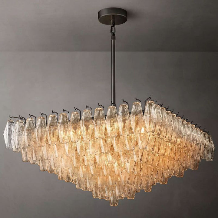 Vicky Glass Square Chandelier 32"