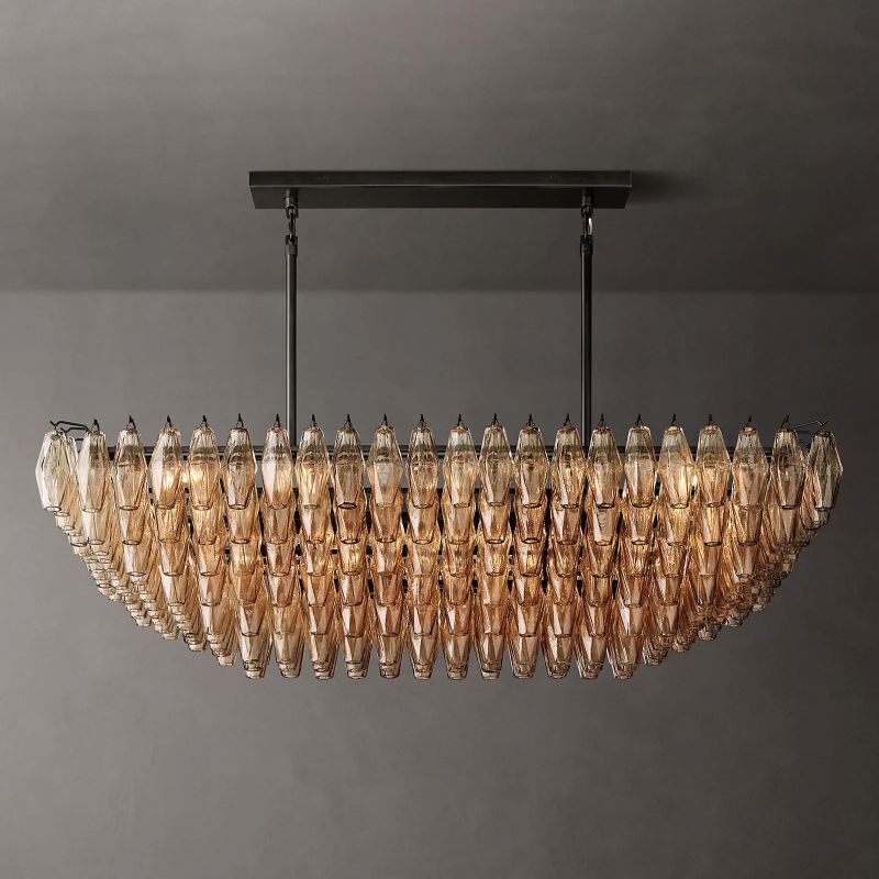 Vicky Smoke Glass Tiered Rectangular Chandelier