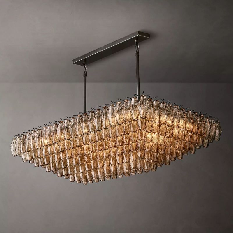 Vicky Smoke Glass Tiered Rectangular Chandelier