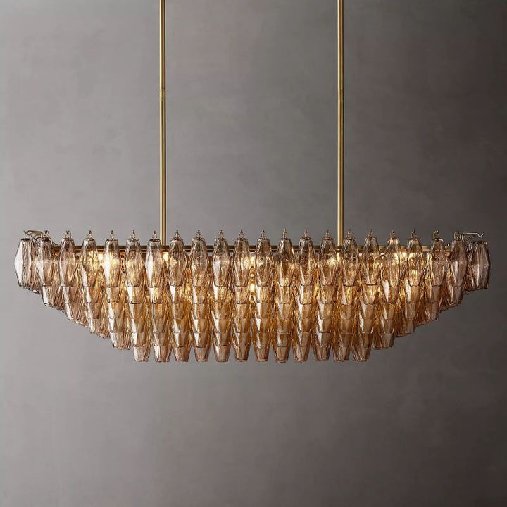 Vicky Smoke Glass Tiered Rectangular Chandelier