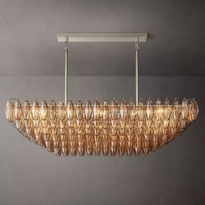 Vicky Smoke Glass Tiered Rectangular Chandelier