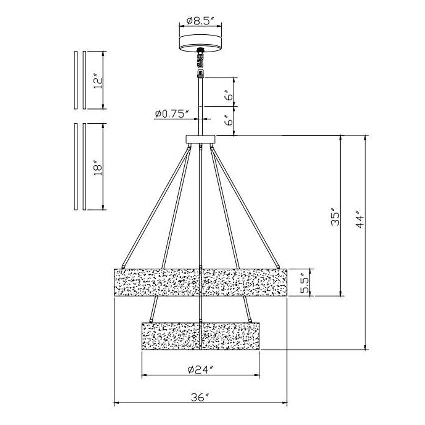 Baldr Two-Tier Round Chandelier 36"